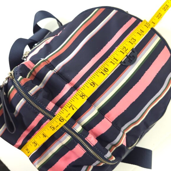 TORY BURCH TILDA STRIPED NYLON MEDIUM BACKPACK WITH ZIP CLOSURE NAVY BLUE PINK.. - Picture 16 of 16